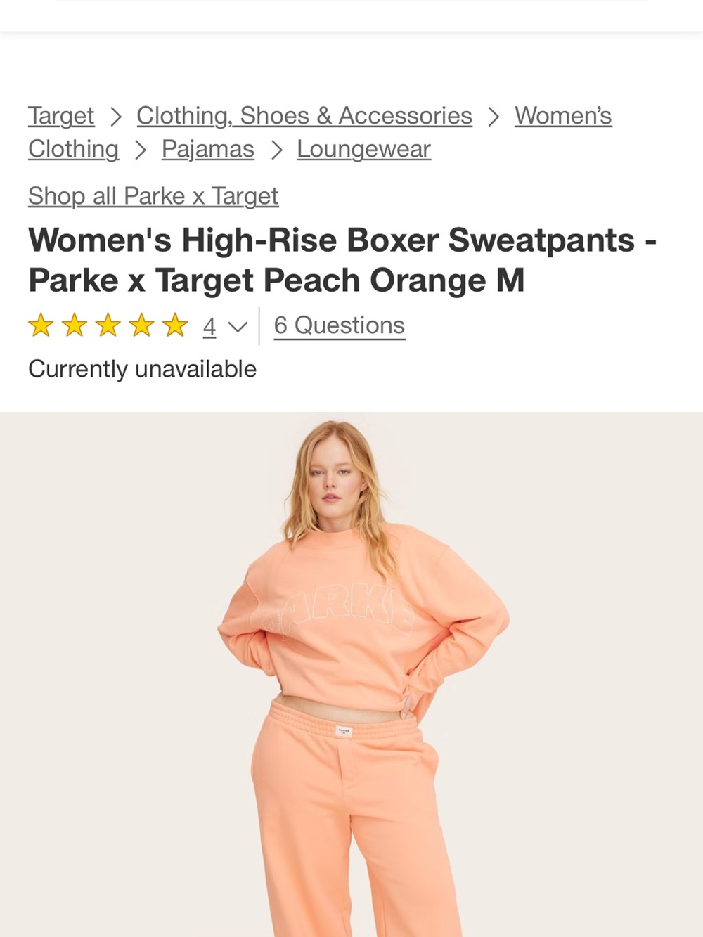 Parke x Target Women's High-Rise Boxer Sweatpants - Peach Orange